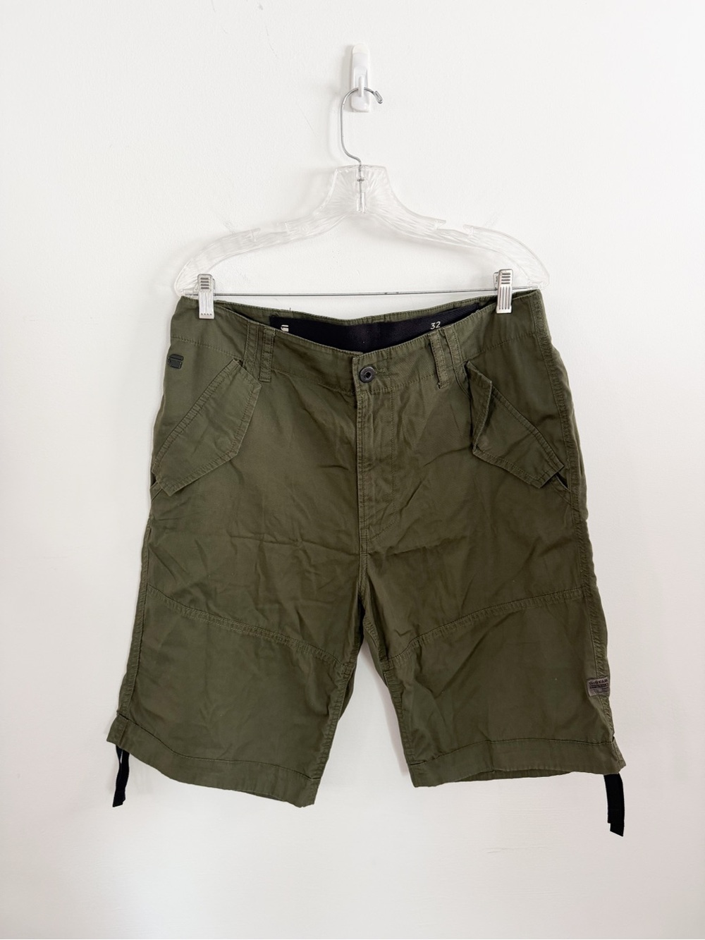 G-Star RAW Rovic Loose Cargo Shorts Olive Green Y2K Gorpcore Utility Size 32